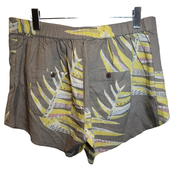 Patagonia Wrap Shorts Palms My Heart Sz XL Tan Hemp Tencel Tie Front Pockets - Picture 4 of 15